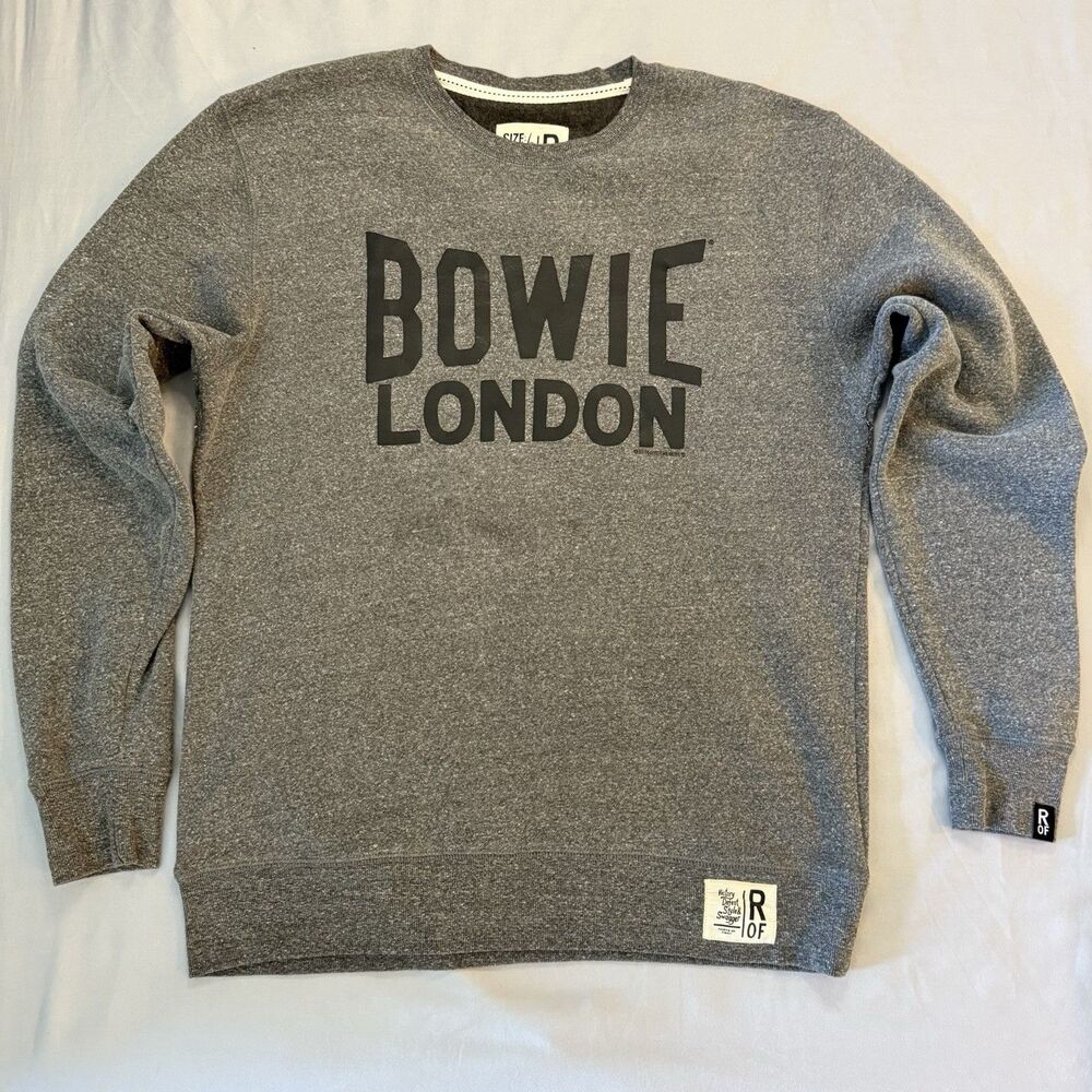 Roots of Fight David Bowie London Men’s Sweatshirt Heather Grey Size: Large